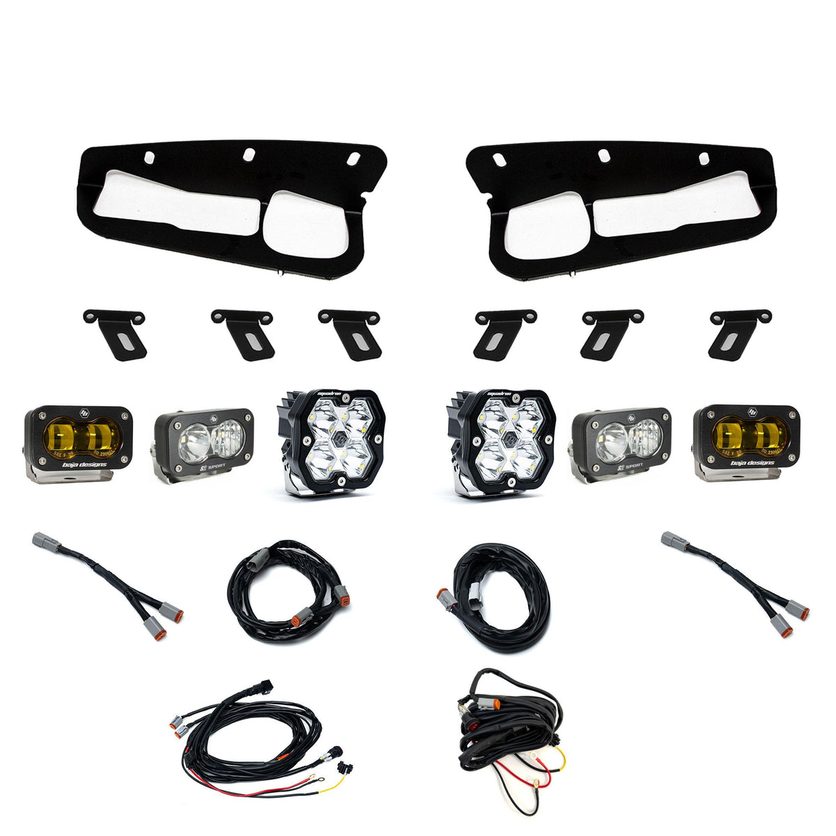 Squadron 2.0 Sport/S2 Sport/S2 Sae Sportman Fog Pocket Light Kit Ford 2021-27 Bronco 2022-24 Bronco Raptor w/ Steel Bumper Baja Amber Toggle Baja Designs
