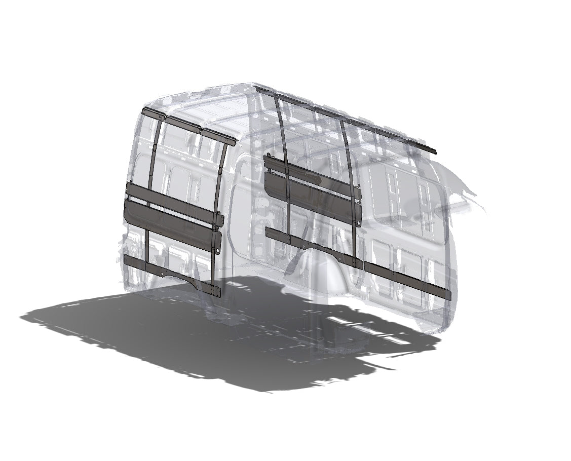 07+ Sprinter Van 144 - 43"-45" High Panel Bed Wall Brace Kit