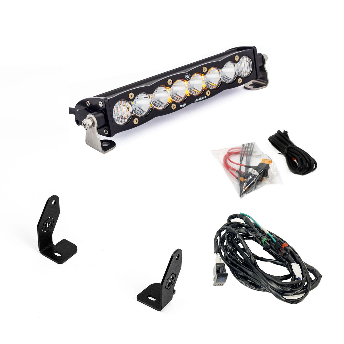 S8 10 Inch Light Bar Hood Mount Kit Polaris 2025 RZR ProR; ProS; ProXP, Clear Baja Designs