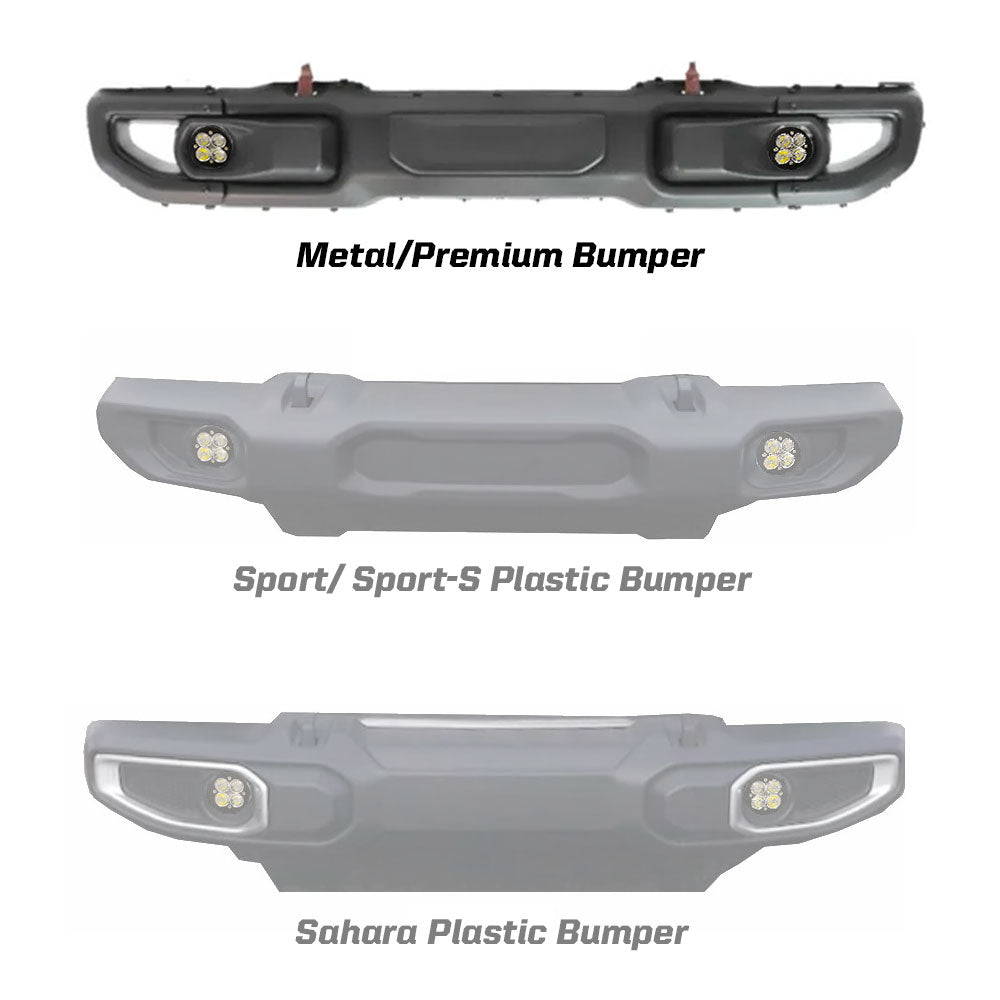 Jeep JL Fog Light Squadron-R 18-Pres Wrangler JL Rubicon Fog Pocket Kit Baja Amber Baja Designs Baja Designs