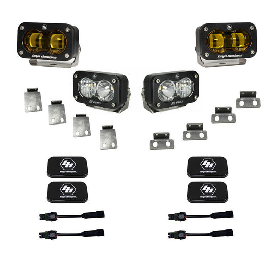S2 SAE Baja Amber/S2 Pro Fog Pocket Kit Fits 21-On Ford Raptor Baja Designs