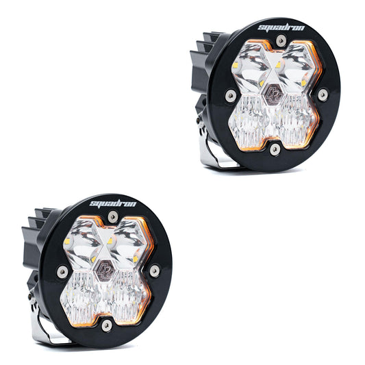 Squadron-R 2.0 Sport Black LED Auxiliary Light Pod Pair (No Harness) Universal Clear Driving/Combo Baja Designs