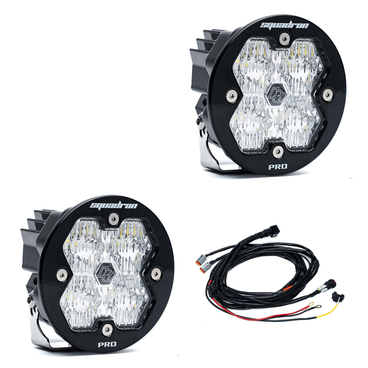 Squadron-R 2.0 Pro Black LED Auxiliary Light Pod Pair Universal Clear Wide Cornering Baja Designs