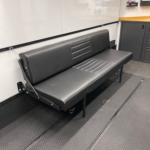 58" Retro Sofa Sleeper - Black Carbon Fiber Vinyl