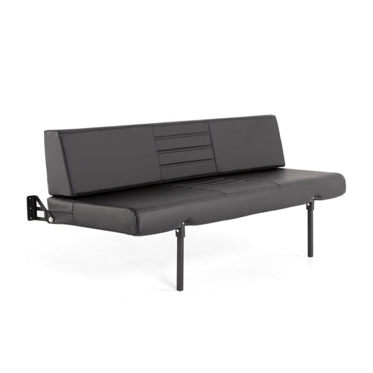 76" Retro Sofa Sleeper - Black Carbon Fiber Vinyl