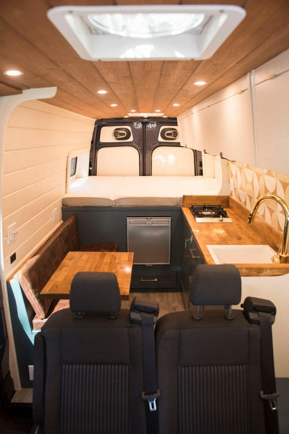 Increase interior usable space with the bed placed sideways.