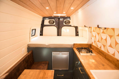 Increase interior usable space with the bed placed sideways.