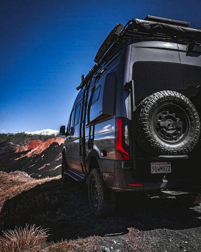 Expedition Rear-Mounted Aluminum Tire Carrier for 2019+ Sprinter Vans